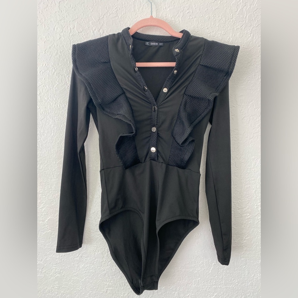 SOLD: Mesh Frills Rave/Bondage Style Bodysuit